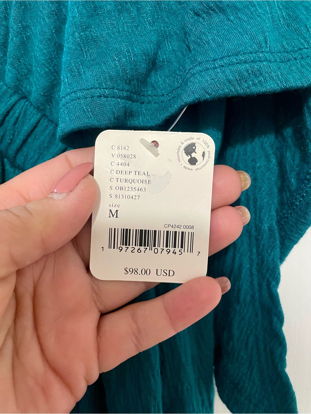 Brand New Free People Teal Ruffled Maxi Dress Size Medium - Picture 8 of 10